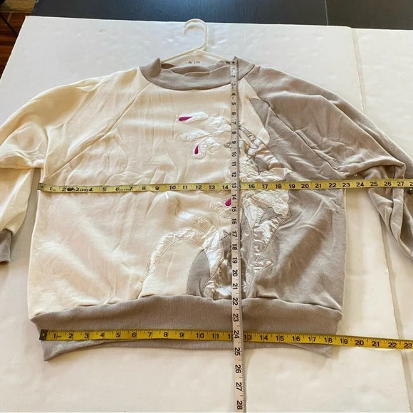 Vintage 80s 90s Granny Pullover Crewneck Sweatshirt Womens Small Floral Satin - Picture 8 of 9